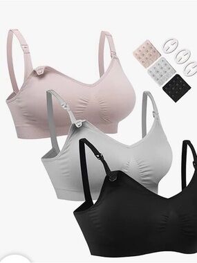 3-Pack Maternity Nursing Bras with Clips and Extenders